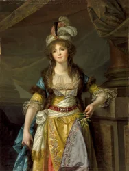 Porträtt av en dam i turkisk kostym, ca 1790