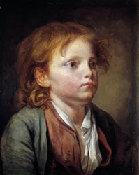 Porträtt av en ung pojke Målning av Jean-Baptiste Greuze (1725-1805). 1700-talet. Dämpa. 0,40x0,32 m. Chantilly, Musee Conde - Porträtt av en ung pojke. Målning av Jean-Baptiste Greuze (1725-1805). 1700-talet. 0,40 x 0,32 m. Conde Museum, Chantilly, Fra