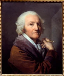 Självporträtt åldersmålning av Jean Baptiste Greuze (1725-1805) 1804 sön. 0,52x0,45 m Marseille, Museum of Fine Arts - Självporträtt som gammal man. Målning av Jean Baptiste Greuze (1725-1805)