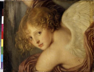 ""Tete de cupidon"" (Amorhuvud) Målning av Jean Baptiste Greuze (1725-1805) 1786 Eremitagemuseet Sankt Petersburg