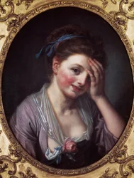 Flickan har rosen Målning av Jean Baptiste Greuze (1725-1805) 1700-talet. Paris, Musee Cognacq Jay.