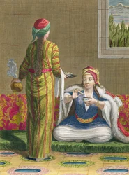 Turkisk flicka, fikar i soffan, 1700-tal