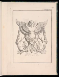Design för en sfinx, pl. 2, Deuxieme Cahiers des arabesques dessinés par J.B. Huet... [Bok 2, Portfolios of Arabesques Designad av J.B. har]