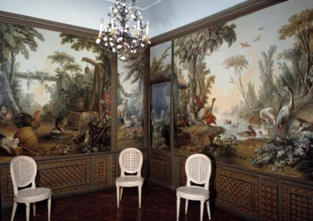 Utsikt över Demarteau vardagsrummet dekorerat av Jean Baptiste Huet (1745-1811)