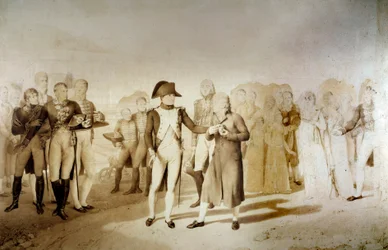 Kejsar Napoleon I (1769-1821) och Impress Josephine de Beauharnais besöker Monsieur Oberkampfs textilfabrik i Jouy den 20/06/1806 Detail. Teckning av Jean Baptiste Isabey (1767-1855) 1806 sön. 1,28x1,45 m Versailles, slottsmuseum