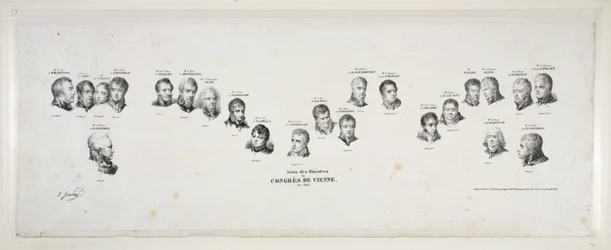 Namnen på ministrarna vid Wienkongressen år 1815, utgiven 1815