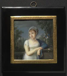 Porträtt av en kvinna nära en balustrade, 1804.