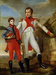 Louis Bonaparte (1778-1846), kung av Holland, och Louis Napoleon (1804-31), kronprins av Holland, cirka 1806