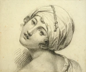 Porträtt av Emma (ca 1765-1815) Lady Hamilton (svart krita på papper)
