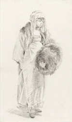 Rysk kvinna med en pälsmuff, mellan 1758 och 1761