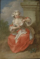 Ung flicka jagar loppor, ca 1750 (olja på duk)