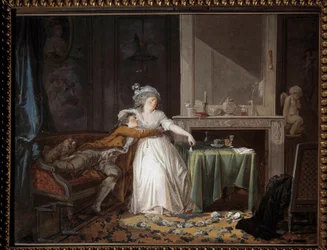 Den trasiga koppen. Målning av Jean Baptiste Mallet (1759-1835)