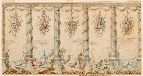 Ritning, Projekt för gobeläng tillägnad lantlivet, 1780-95