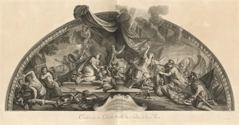 Holland accepterar fred och frigör sig från Tyskland och Spanien 1678, Galleriets centrum bredvid Salon de la Paix (Holland accepterar fred och frigör sig från Tyskland och Spanien 1678, Galleriets centrum bredvid Salon of Peace) [pl. 33
