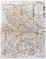 Karta över Bayern (Tyskland) (Gravering