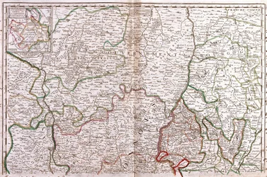 Karta över Bourgogne (Frankrike) (Gravering