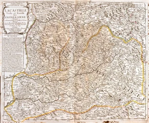 Karta över Kastilien (Spanien) (gravyr