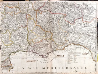Karta över Dauphine och Provence (Frankrike) (Gravering