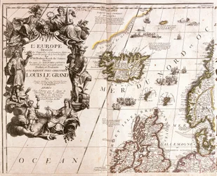 Karta över Island och norra brittiska öarna, i Nordsjön