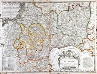 Karta över Languedoc (Södra Frankrike) (Gravering