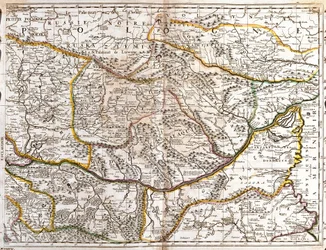 Karta över Moravian Wallachia (Tjeckien) (gravyr