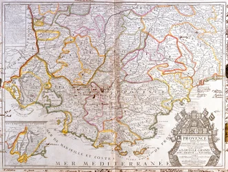 Karta över Provence (Frankrike) (Gravering