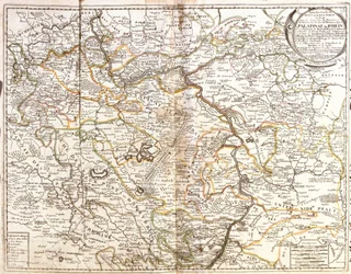Karta över Rheinland-Pfalz och en del av Bayern (Tyskland) (Gravering