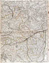 Karta över Schwaben (Tyskland) (gravyr