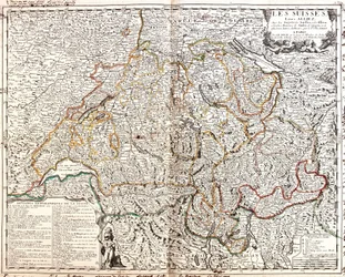 Karta över Schweiz (gravyr