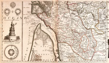 Karta över Aquitaine (Frankrike) (Gravering