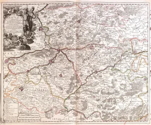 Karta över länet Hainaut (Belgien) (gravyr
