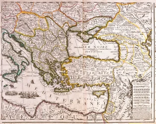 Karta över länderna vid östra Medelhavet och Svarta havet, Turkiet och provinserna i Mindre Asien