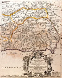 Karta över Granada-provinsen (Spanien) (gravyr