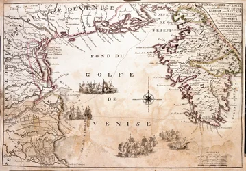 Karta över Venedigbukten, Adriatiska havet (gravyr