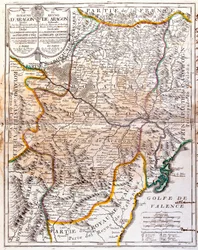 Karta över kungariket Aragon (Spanien) (gravyr