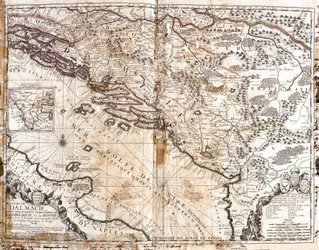 Karta över kungariket Dalmatien (dagens Kroatien och Montenegro), vid Venedigbuktens kust (Adriatiska havet) (gravyr)