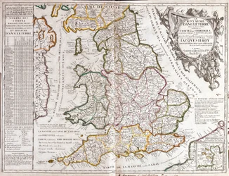 Karta över kungariket England, under James II:s regeringstid (gravyr