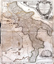 Karta över Kungariket Neapel (Italien) (gravyr)