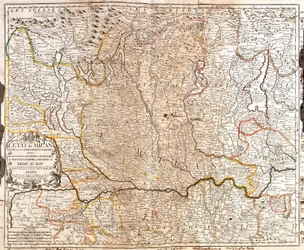 Karta över området Milano (Italien) (Gravering