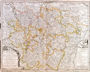 Karta över provinsen Lorraine (Frankrike) (gravyr