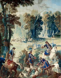 Jakt på Ludvig XV. Gobeläng av Jean Baptiste Oudry (1686 - 1755)