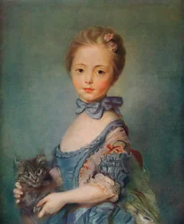 En flicka med en kattunge, omkring 1743
