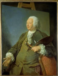 Porträtt av målaren Jean Baptiste Oudry (1686-1755) Målning av Jean-Baptiste Perroneau (Jean Baptiste Perronneau) (1715-1783) 1700-talet Sön 1,31x1,05 m