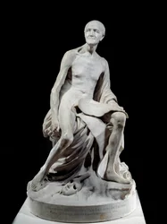 Francois-Marie Arouet dit Voltaire nu (1694-1778) Marmorskulptur av Jean-Baptiste Pigalle (1714-1785) 1776 Sön. 1,5 m Paris, Louvren