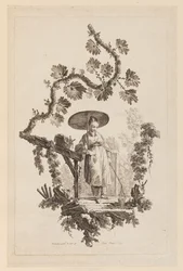 Figur Med Parasoll Under Gren