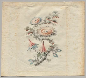 Blomsterbroderidesign för Silk Manufactory of Lyon