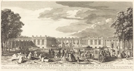 Utsikt över Trianon i parken i Versailles från Cote de l