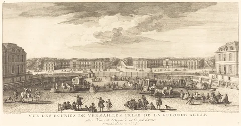 Vy över stallen i Versailles tagen från den andra porten