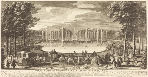 Utsikt över Bassin de Neptunus i Versailles trädgård