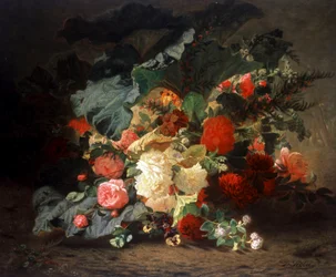 Blommig komposition. Målning av Jean Baptiste Robie (1821-1910) Privat samling.